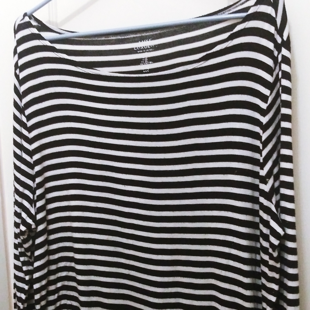 Striped, wide crew neck top